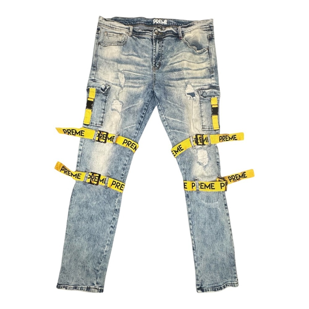 PREME Black Cargo Skinny Stretch Jean. Sz: 40x34